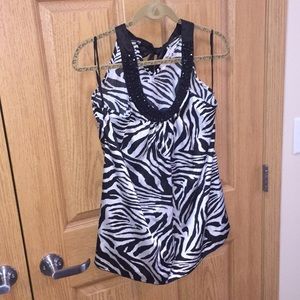 Zebra beaded silk blouse